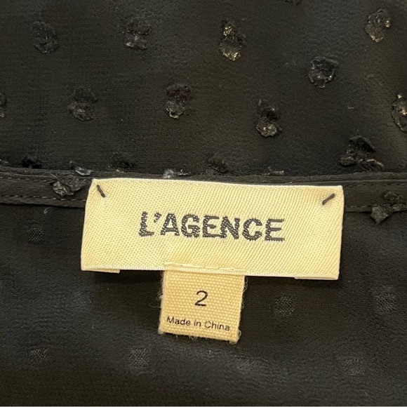 Gorgeous L’Agence Swiss Dot Long Sleeve Black Chiffon Mini Dress 2 whimsygoth - Picture 8 of 12